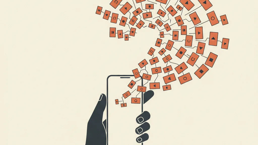 Uno smartphone verticale da cui si diramano molte piccole varianti di video, metafora della produzione scalabile di creative
