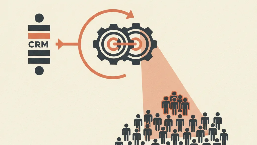 Illustrazione di un segnale che parte dal CRM e torna all'algoritmo per illuminare i clienti in target dentro una folla