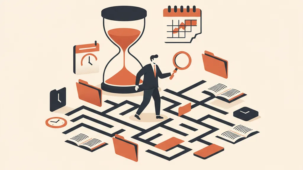 Illustrazione del tempo perso a cercare informazioni disperse tra file e strumenti aziendali