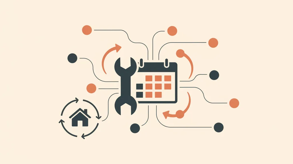 Illustrazione astratta dell'agenda interventi e delle manutenzioni ricorrenti collegate ai clienti tramite promemoria automatici
