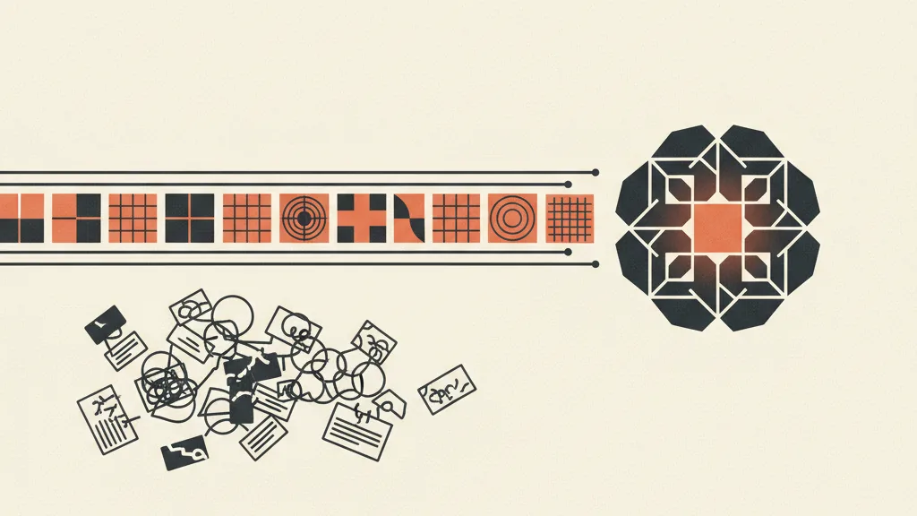 Illustrazione di dati prodotto strutturati e ordinati che confluiscono in un nodo AI, mentre dati disordinati restano fuori, a rappresentare l'importanza dei feed puliti