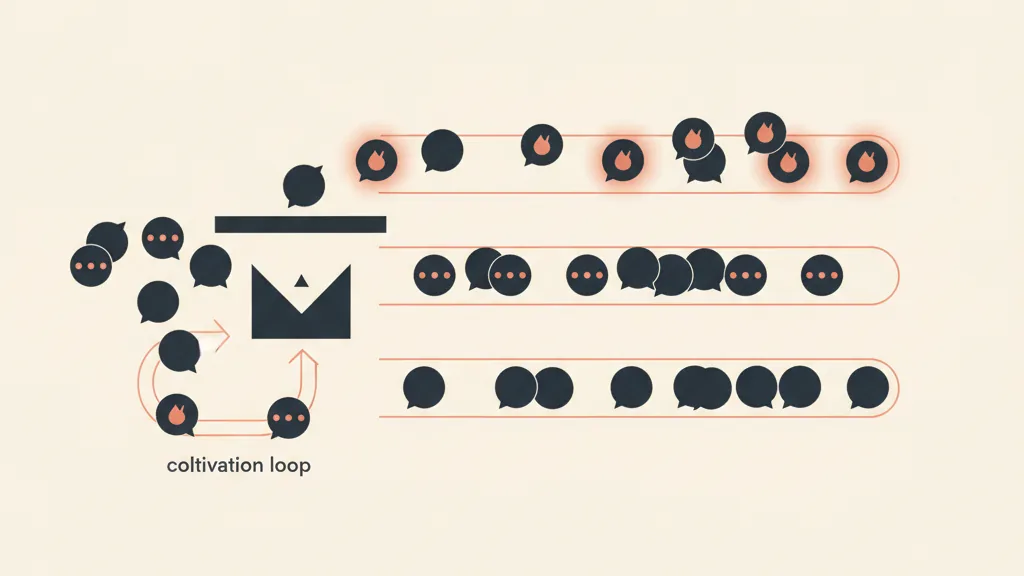 Illustrazione di contatti in arrivo smistati automaticamente in corsie di priorità diverse, metafora della qualifica automatica e del lead scoring