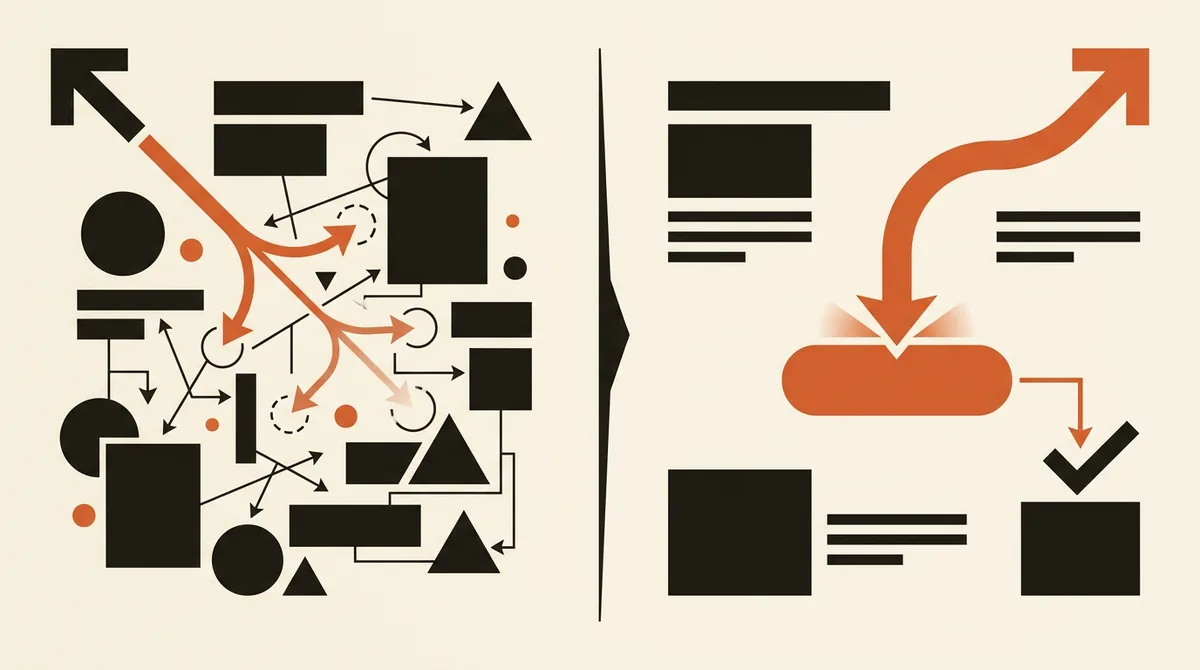 Confronto tra una landing page che converte e una piena di distrazioni