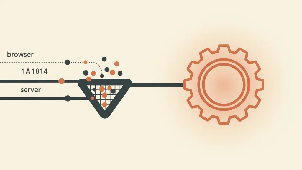 Schema astratto dei due canali, browser e server, che confluiscono in un unico flusso deduplicato verso un ingranaggio di ottimizzazione.