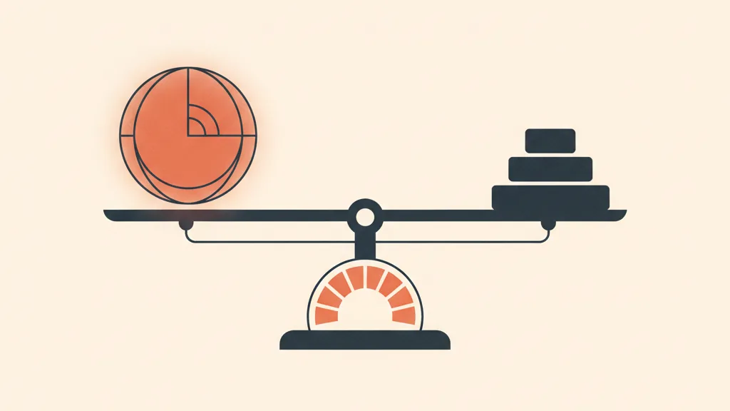 Illustrazione astratta di una bilancia tra costruzione del brand e attivazione delle vendite, a rappresentare l'equilibrio di budget