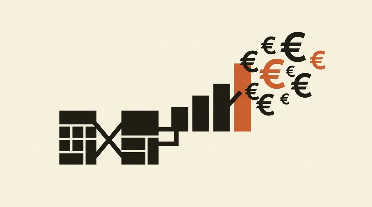 Illustrazione schematica di una formula di calcolo del ROI con blocchi che si moltiplicano e un grafico crescente, a rappresentare il valore economico delle chiamate perse per settore