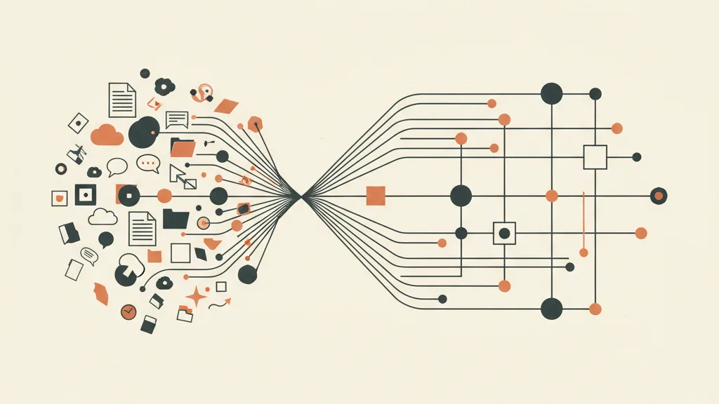 Illustrazione della conoscenza sparsa che viene organizzata in un unico sistema strutturato e interconnesso
