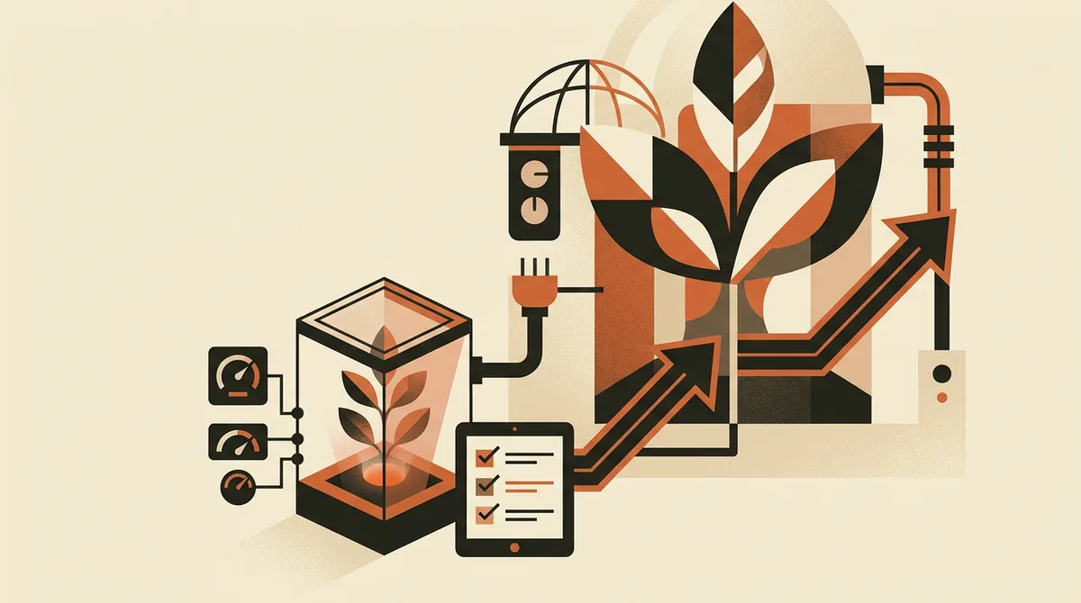 Illustrazione di un prototipo testato in ambiente controllato prima dello scale-up, metafora del progetto pilota AI