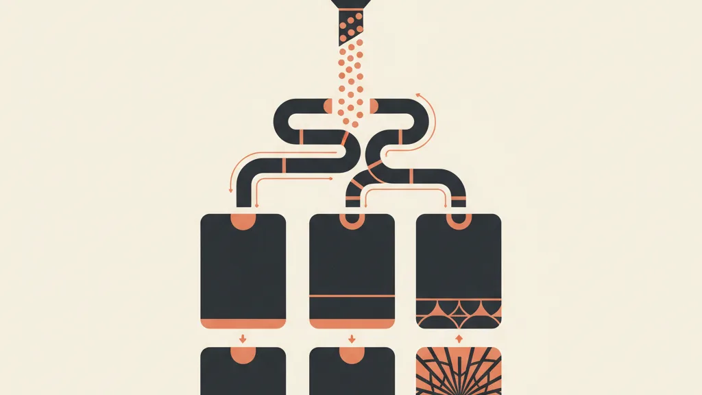 Illustrazione del flusso continuo dal funnel al CRM, con i contatti che scendono ordinati attraverso le fasi fino a diventare schede clienti
