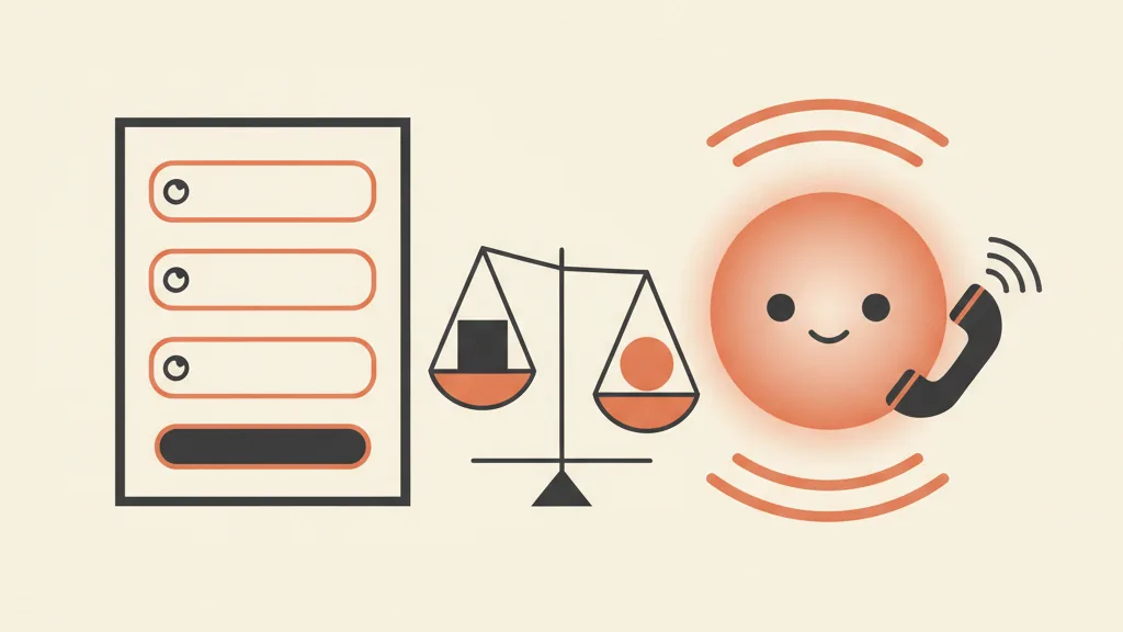 Illustrazione comparativa tra un widget web di prenotazione e un assistente vocale AI che risponde al telefono