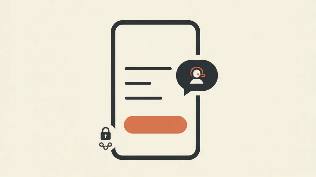 Illustrazione di un checkout e-commerce semplificato su smartphone con pulsante di acquisto, simbolo di sicurezza e assistente AI