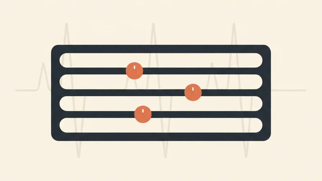 Illustrazione di una console con quattro cursori che rappresentano le dimensioni del tone of voice da calibrare