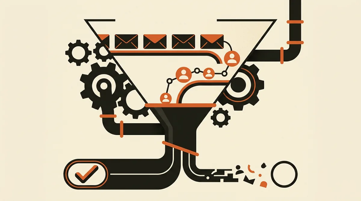 Illustrazione di una macchina di acquisizione multicanale che filtra e qualifica i contatti