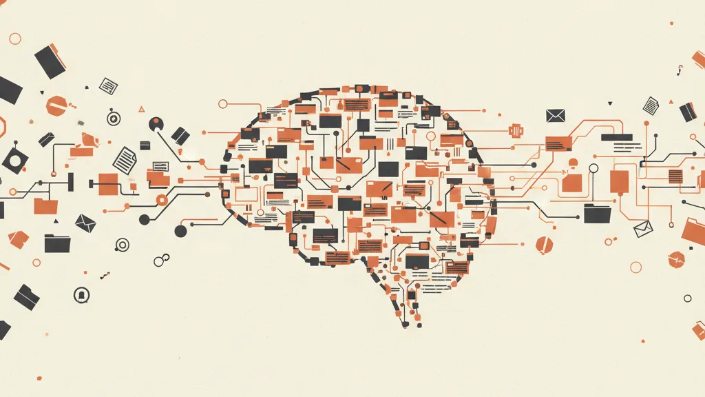 Conoscenza aziendale sparsa che confluisce in un cervello digitale interconnesso, metafora del company brain alimentato dai dati